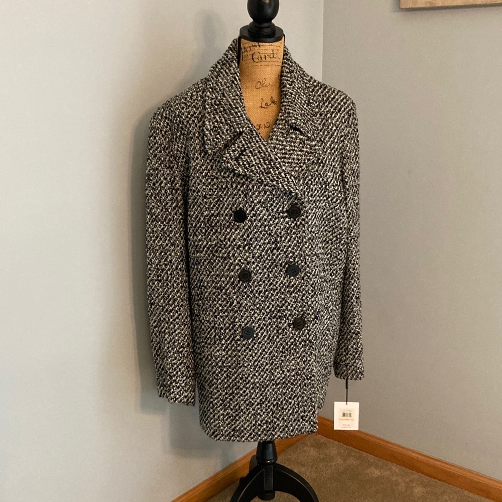 NWT Calvin Klein Black Tweed Coat Women Size 2X